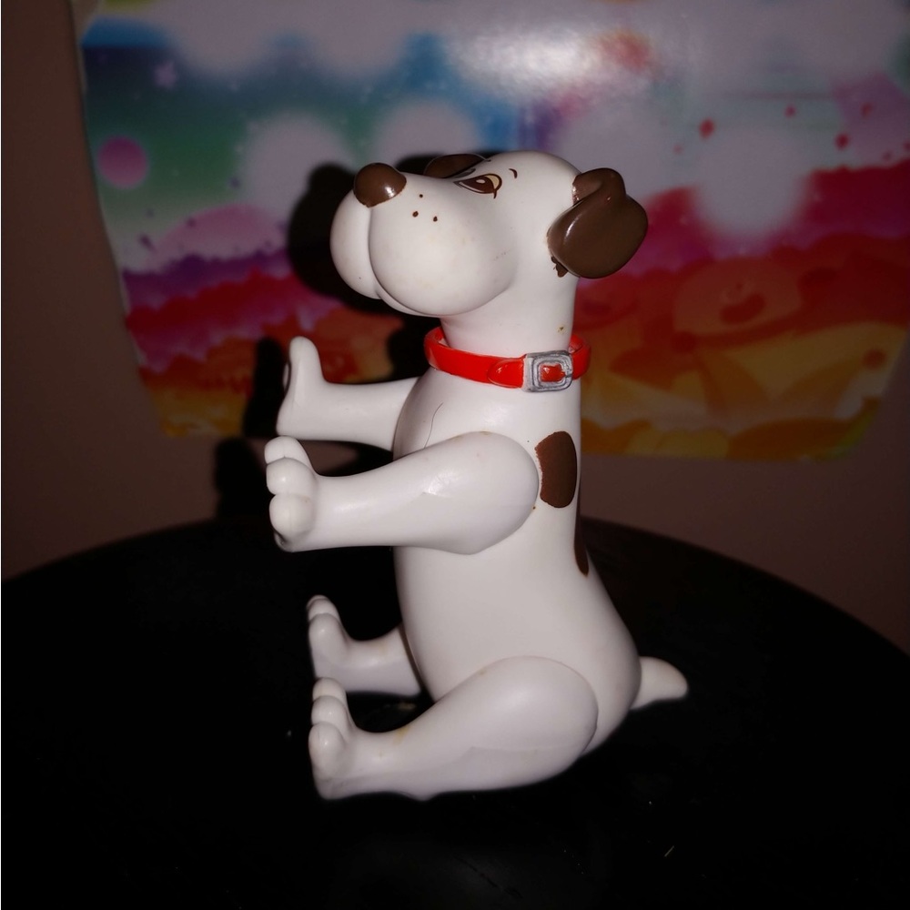 Vintage 80's Pound Puppies White & Brown Spot Dog Poseable Figure Tonka - Picture 2 of 3